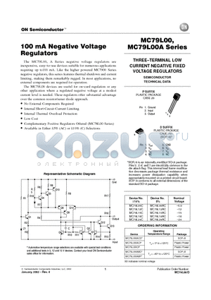 MC79L12ACD datasheet - 100 mA Negative Voltage Regulators