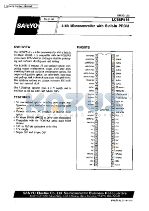 LC66354S datasheet - 4-bit Microcontroller with Built-in PROM