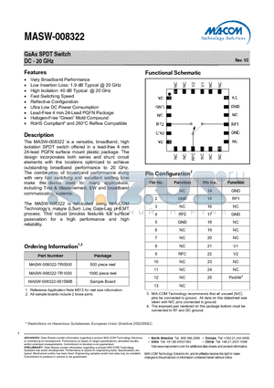 MASW-008322-001SMB datasheet - GaAs SPDT Switch