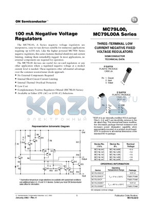 MC79L18ACP datasheet - 100 mA Negative Voltage Regulators