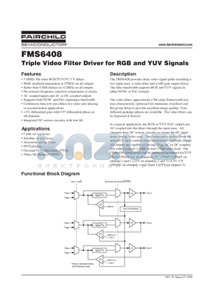 FMS6408MTC141 datasheet - Triple Video Filter Driver for RGB and YUV Signals