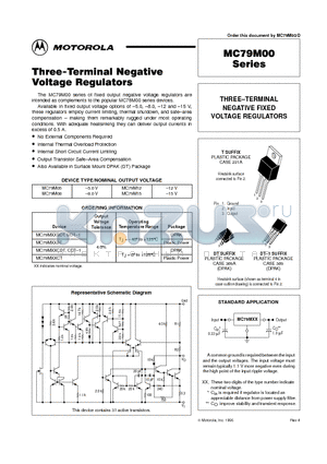 MC79M00 datasheet - THREE-TERMINAL NEGATIVE FIXED VOLTAGE REGULATORS