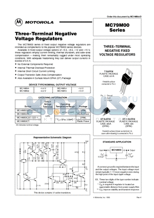 MC79M05CDT-1 datasheet - THREE-TERMINAL NEGATIVE FIXED VOLTAGE REGULATORS