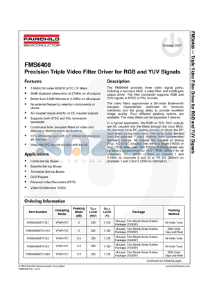 FMS6408MTC142 datasheet - Precision Triple Video Filter Driver for RGB and YUV Signals