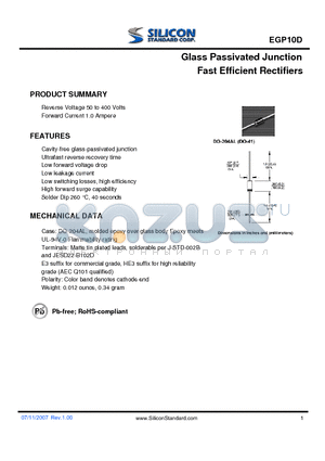 EGP10A datasheet - Glass Passivated Junction Fast Efficient Rectifiers