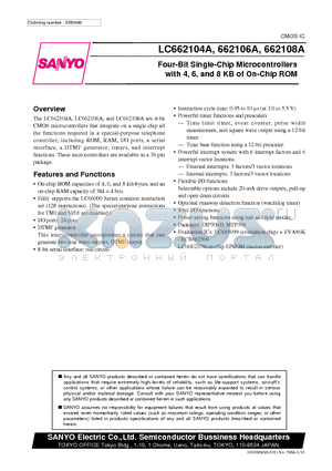 LC66358C datasheet - Four-Bit Single-Chip Microcontrollers with 4, 6, and 8 KB of On-Chip ROM