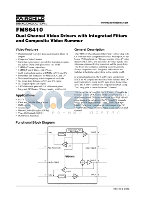FMS6410CS datasheet - Dual Channel Video Drivers with Integrated Filters and Composite Video Summer