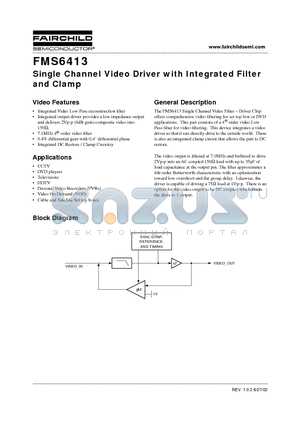 FMS6413CS datasheet - Single Channel Video Driver with Integrated Filter and Clamp