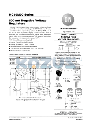 MC79M12CDTRK datasheet - 500 mA Negative Voltage Regulators