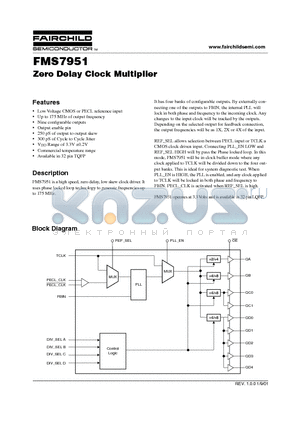 FMS7951KWCX datasheet - Zero Delay Clock Multiplier