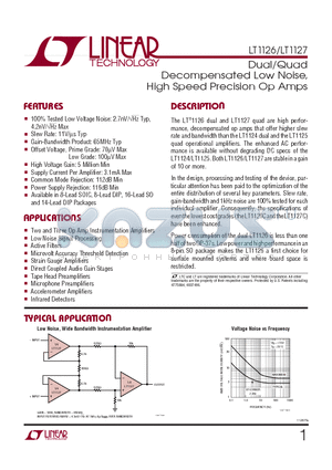 LT1126CS8 datasheet - Dual/Quad Decompensated Low Noise, High Speed Precision Op Amps