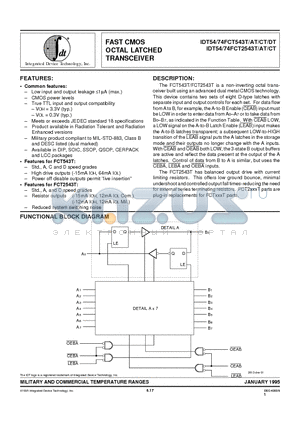 IDT74FCT2543ATSO datasheet - FAST CMOS OCTAL LATCHED TRANSCEIVER
