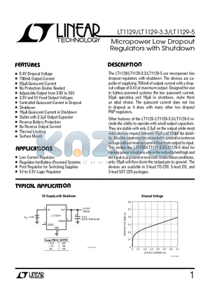 LT1129CT-3.3 datasheet - Micropower Low Dropout Regulators with Shutdown