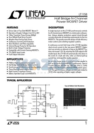 LT1158I datasheet - Half Bridge N-Channel Power MOSFET Driver