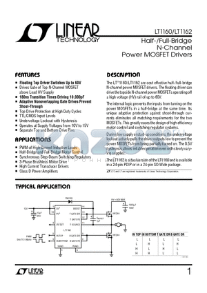LT1160CN datasheet - Half-/Full-Bridge N-Channel Power MOSFET Drivers