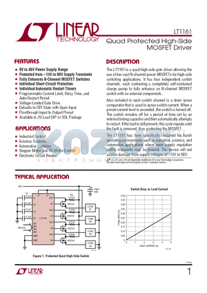 LT1161CN datasheet - Quad Protected High-Side MOSFET Driver