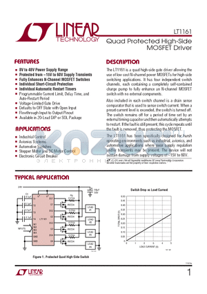 LT1161IN datasheet - Quad Protected High-Side MOSFET Driver