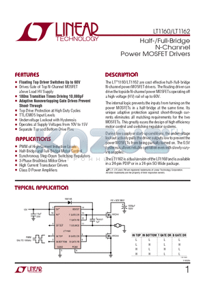 LT1162ISW datasheet - Half-/Full-Bridge N-Channel Power MOSFET Drivers