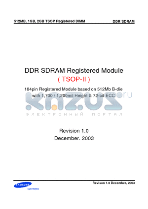 M383L6523BTS-CAA datasheet - DDR SDRAM Registered Module