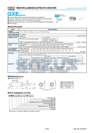 EGXE161E datasheet - MINIATURE ALUMINUM ELECTROLYTIC CAPACITORS