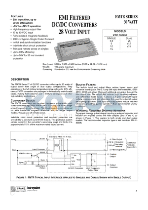 FMTR2805D datasheet - EMI FILTERED DC/DC CONVERTERS 28 VOLT INPUT