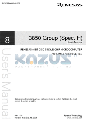 M38500EE-XXXSS datasheet - 8-BIT CISC SINGLE-CHIP MICROCOMPUTER 740 FAMILY / 38000 SERIES