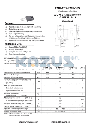 FMU-16S datasheet - Fast Recovery Rectifiers