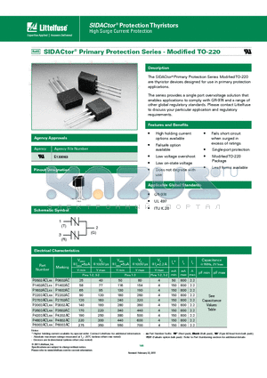 P3602ACLXX datasheet - The SIDACtor^ Primary Protection Series Modified TO-220 are thyristor devices