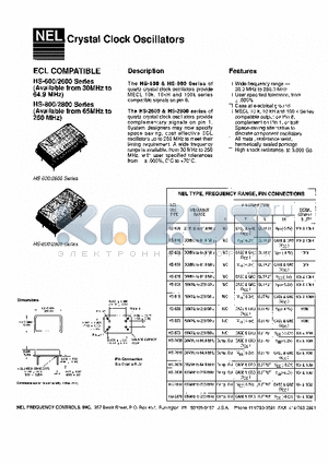 HS-2610 datasheet - Crystal Clock Oscillators