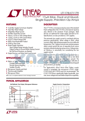 LT1178CH datasheet - 17uA Max, Dual and Quad, Single Supply, Precision Op Amps