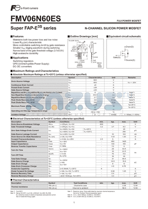 FMV06N60ES datasheet - N-CHANNEL SILICON POWER MOSFET