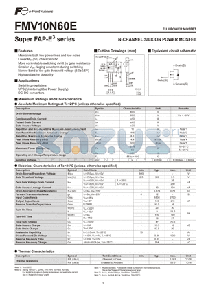 FMV10N60E datasheet - N-CHANNEL SILICON POWER MOSFET