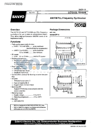 LC72132M datasheet - AM/FM PLL Frequency Synthesizer