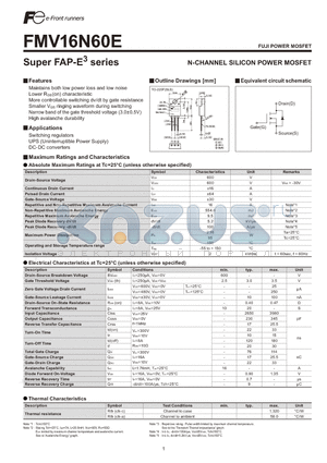 FMV16N60E datasheet - N-CHANNEL SILICON POWER MOSFET