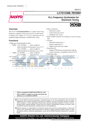 LC72133M_11 datasheet - PLL Frequency Synthesizer for Electronic Tuning