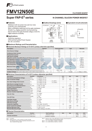FMV12N50E datasheet - N-CHANNEL SILICON POWER MOSFET
