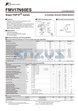 FMV17N60ES datasheet - N-CHANNEL SILICON POWER MOSFET