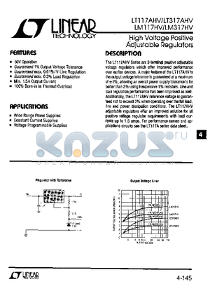 LT117AHV datasheet - High Voltage Positive Adjustable Regulators