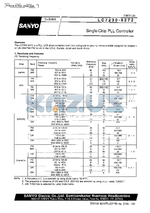 LC7230-8272 datasheet - Single-chip PLL Controller