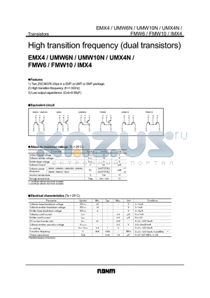 FMW10 datasheet - High transition frequency (dual transistors)