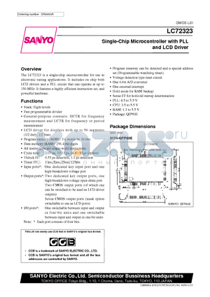 LC72323 datasheet - Single-Chip Microcontroller with PLL and LCD Driver