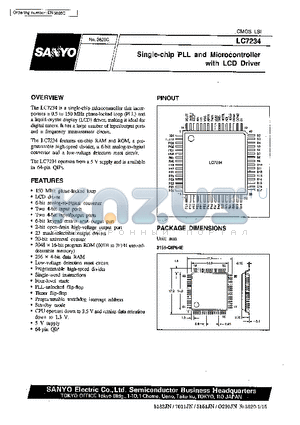 LC7234 datasheet - Single-Chip PLL and Microcontroller with LCD Driver