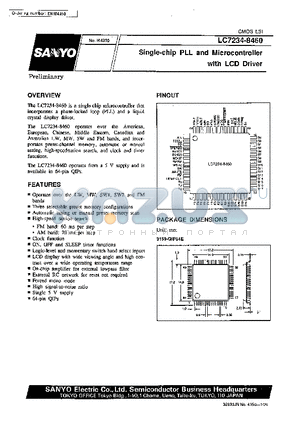 LC7234-8460 datasheet - Single-Chip PLL and Microcontroller with LCD Driver