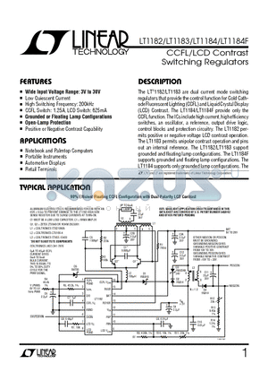 LT1182 datasheet - CCFL/LCD Contrast Switching Regulators