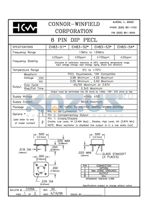 EH83-521 datasheet - 8 PIN DIP PECL