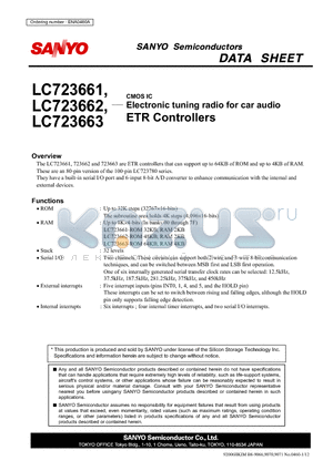LC723661 datasheet - CMOS IC Electronic tuning radio for car audio ETR Controllers
