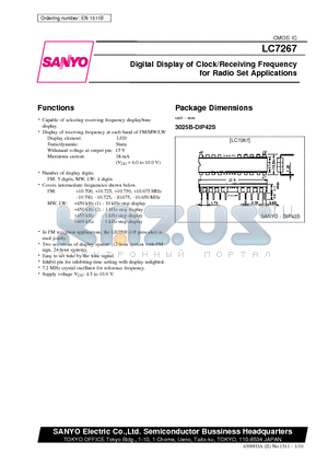 LC7267 datasheet - Digital Display of Clock/Receiving Frequency for Radio Set Applications