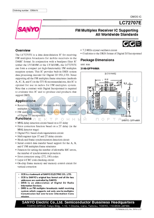 LC72707 datasheet - FM Multiplex Receiver IC Supporting All Worldwide Standards