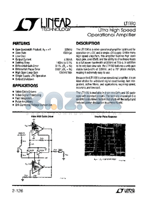 LT1190C datasheet - Ultra High Speed Operational Amplifier