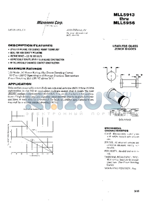 MLL5914 datasheet - LEADLESS GLASS ZENER DIODES